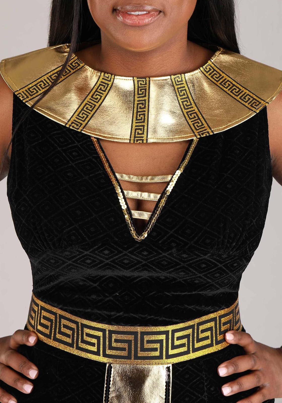 Dreamgirl - Exquisito disfraz de Cleopatra para mujer, negro y dorado, pequeño