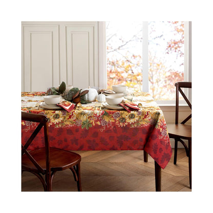 Elrene Home Fashions Mantel de poliéster con Borde de Hojas balanceadas, Mantel de Temporada y día Festivo, 60 x 84 Pulgadas, Rectangular/Rectangular