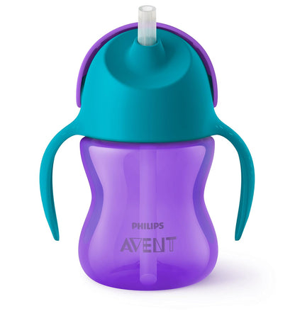 Philips Avent Vasito con popote flexible│con asas│Morado/Azul│7 oz/200 ml│9 m+│1 pzs│SCF796/02
