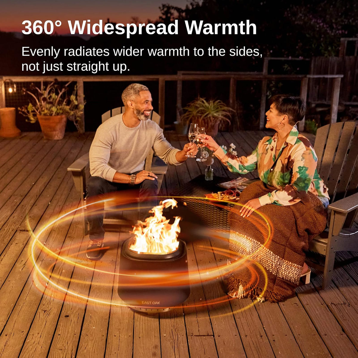 EAST OAK Camber - Hoguera sin Humo de 17 Pulgadas, Acero Inoxidable para chimeneas Exteriores de leña, portátil, pequeña Hoguera con póker, Soporte y Hoguera extraíble para Patio, carbón de leña