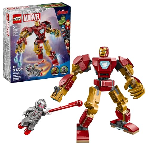 LEGO® Marvel Armadura Robótica de Iron Man vs. Ultrón Juguete de superhéroes construible con Minifiguras, Set de construcción y Juego, Regalo para niños y niñas Desde 6 años 76307