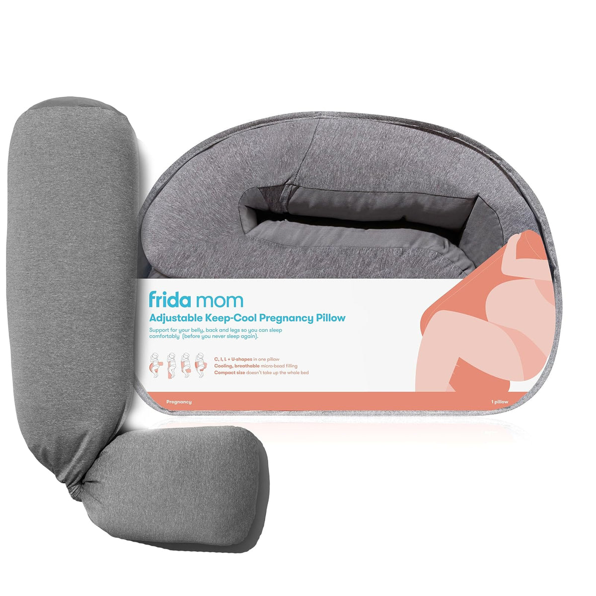 Frida Mom | Almohada Fresca y Ajustable para el Embarazo| Maternidad| Cojín para Dormir