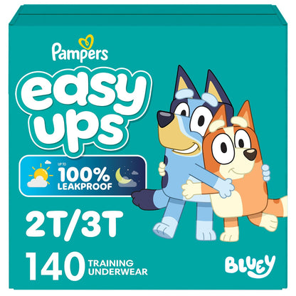 Pampers Easy Ups Training Pants Pull On Disposable Diapers for Boys, Size 4 (2T-3T), 140 Count, ONE MONTH SUPPLY