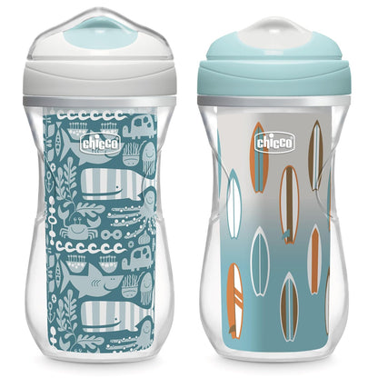 Chicco Taza Entrenadora con Boquilla Dura Aislada, 266 ml - Estampado de océano - Surf