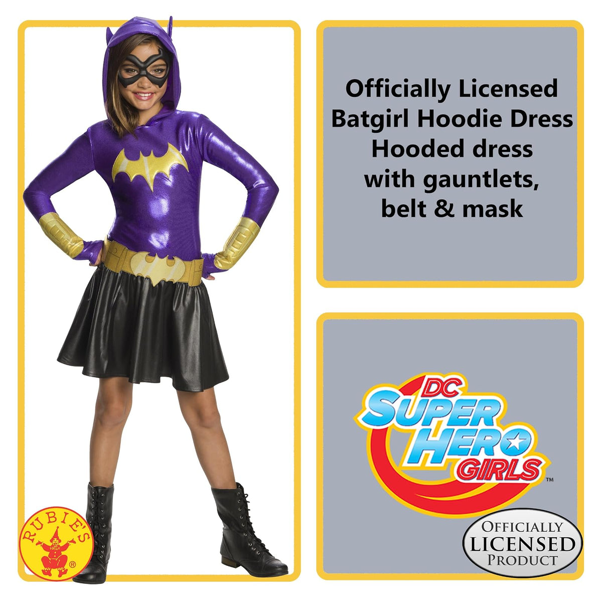 Rubie's DC Super Hero - Vestido con capucha para niñas, disfraz de Batgirl, talla L