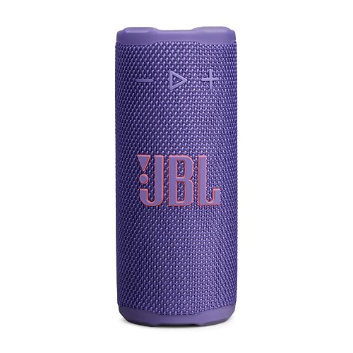 JBL Grip - Altavoz Bluetooth Compacto con Sonido Bold JBL Pro y luz Ambiental, hasta 14 Horas de Tiempo de reproducción, Agua, Polvo y caídas (IP68) y conexión multiparlante con Auracast (púrpura)