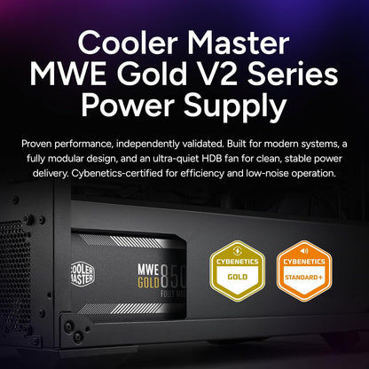 Cooler Master MWE Gold 850 V2 Fuente | 850 W, 80+ Gold, modular, ventilador HDB 120 mm, 2 conectores EPS