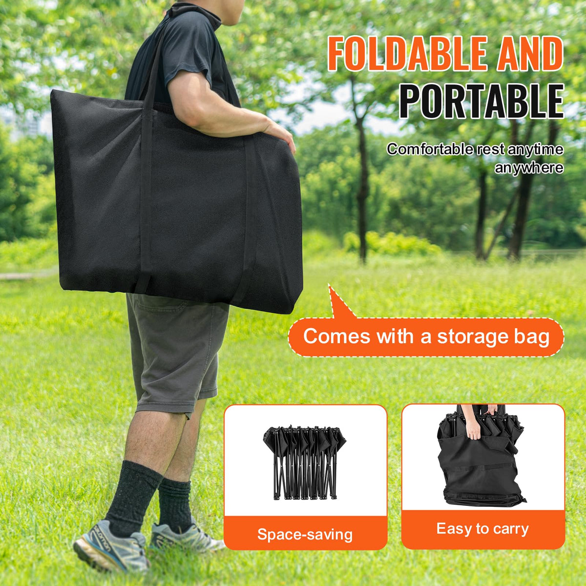 VEVOR Banco Deportivo Plegable portátil de 6 Asientos, Silla de Camping para Exteriores con Bolsa de Transporte