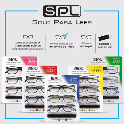 Lentes SPL +3.00, pack de 3