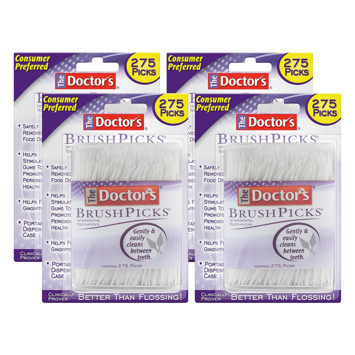 Palillos de dientes interdentales The Doctor's , ayuda a combatir la gingivitis, 1100 unidades (4 paquetes de 275 unidades)