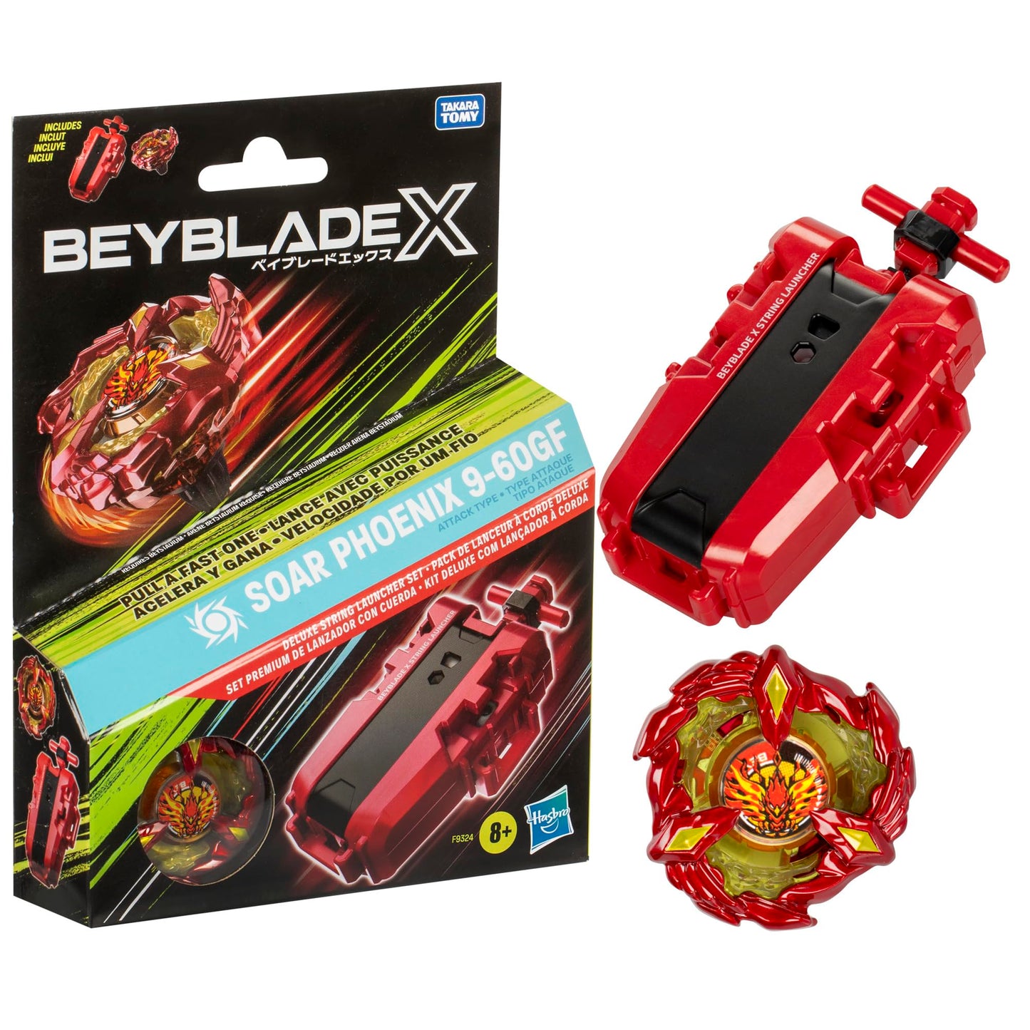 Beyblade X Soar Phoenix 9-60GF - Juego de Lanzador de Cuerdas de Lujo con Juguete de Giro a la Derecha; Gran Regalo para niños y niñas de 8 años