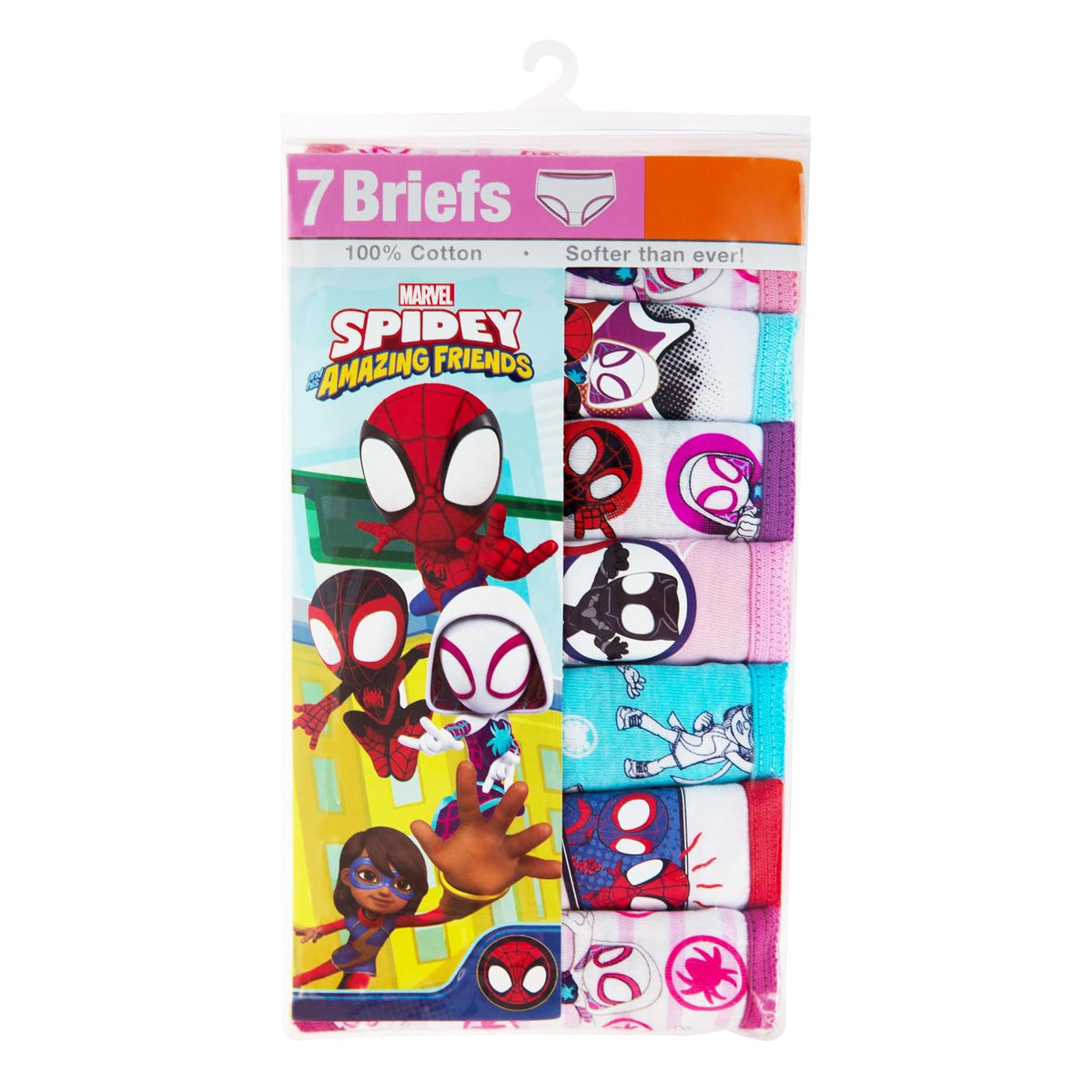 Marvel Spiderman and Ghost Spider Exclusive Toddler 7-Pack of 100% Combed Cotton Panties in Sizes 2/3t, 4t & 5t Ropa Interior Niñas