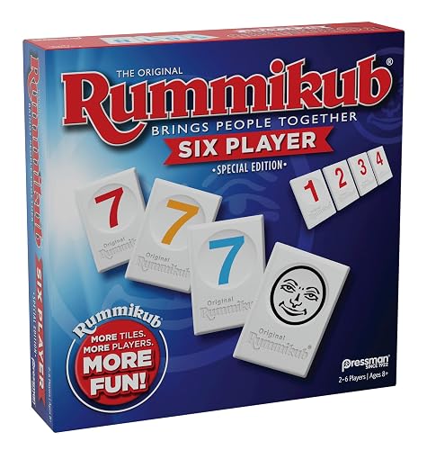 Pressman Rummikub Six Player Edition - The Classic Rummy Tile Game - Más Azulejos y más Jugadores para más diversión, Azul