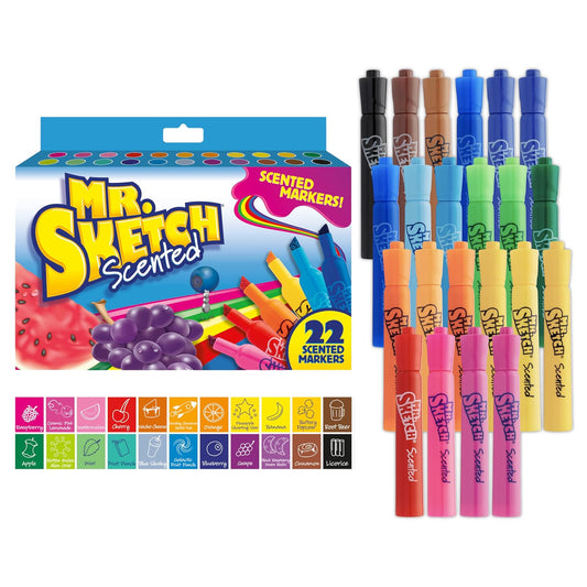 Mr. Sketch 2054594 - Marcador de punta cincelada, 22 marcadores aromáticos surtidos