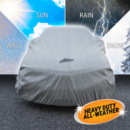 Armor All Season Guard, Funda para automóvil gris, Resistente al agua, para automóvil (Car), Tamaño grande (hasta 203" de longitud), Protección UV, Ajuste universal