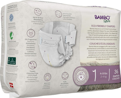 Bambo Nature Premium Pañales ecológicos para bebé, tamaño 1 (4-4 kg), 36 unidades