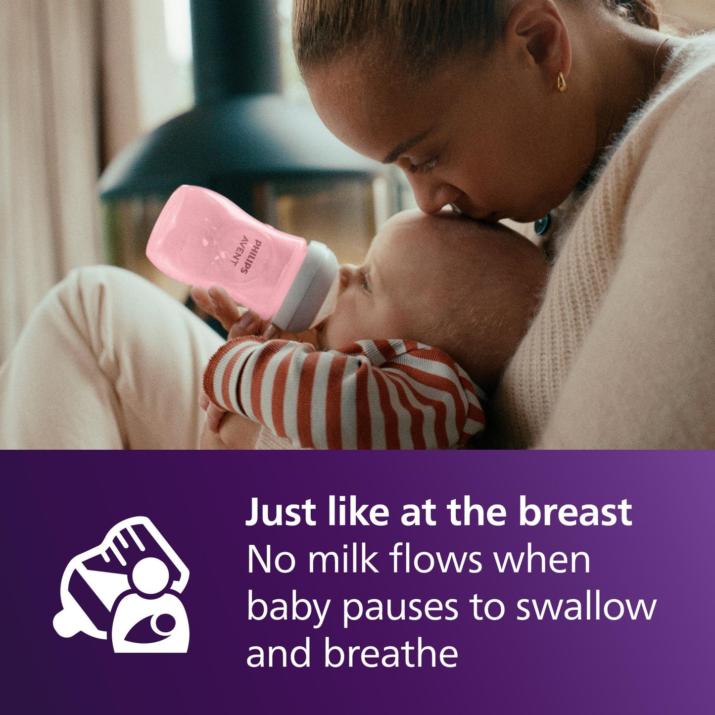 Philips Avent Biberón Natural Response con válvula anticólicos, color rosa, 9 oz/260 ml, 1 ml+, Flujo 3 Medio. 4 piezas, SCY903/14