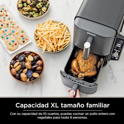 Ninja DoubleStack XL Freidora 9.45L 4 Alimentos a la Vez SL401LAA | 2 Cestas Apiladas, 4 Alimentos Simultáneos | 6 Modos | Diseño Compacto Ahorra Espacio