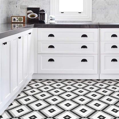 FloorPops FP2950 Leyton - Azulejos de piso para despegar y pegar, color negro