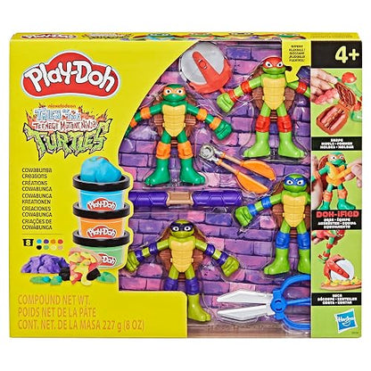 Play-Doh Hasbro Tortugas Ninjas Creaciones Cowabunga - Kit de Manualidades con 4 Figuras de Acción, 4 Accesorios y 8 Latas niños y niñas a Partir de 4 años