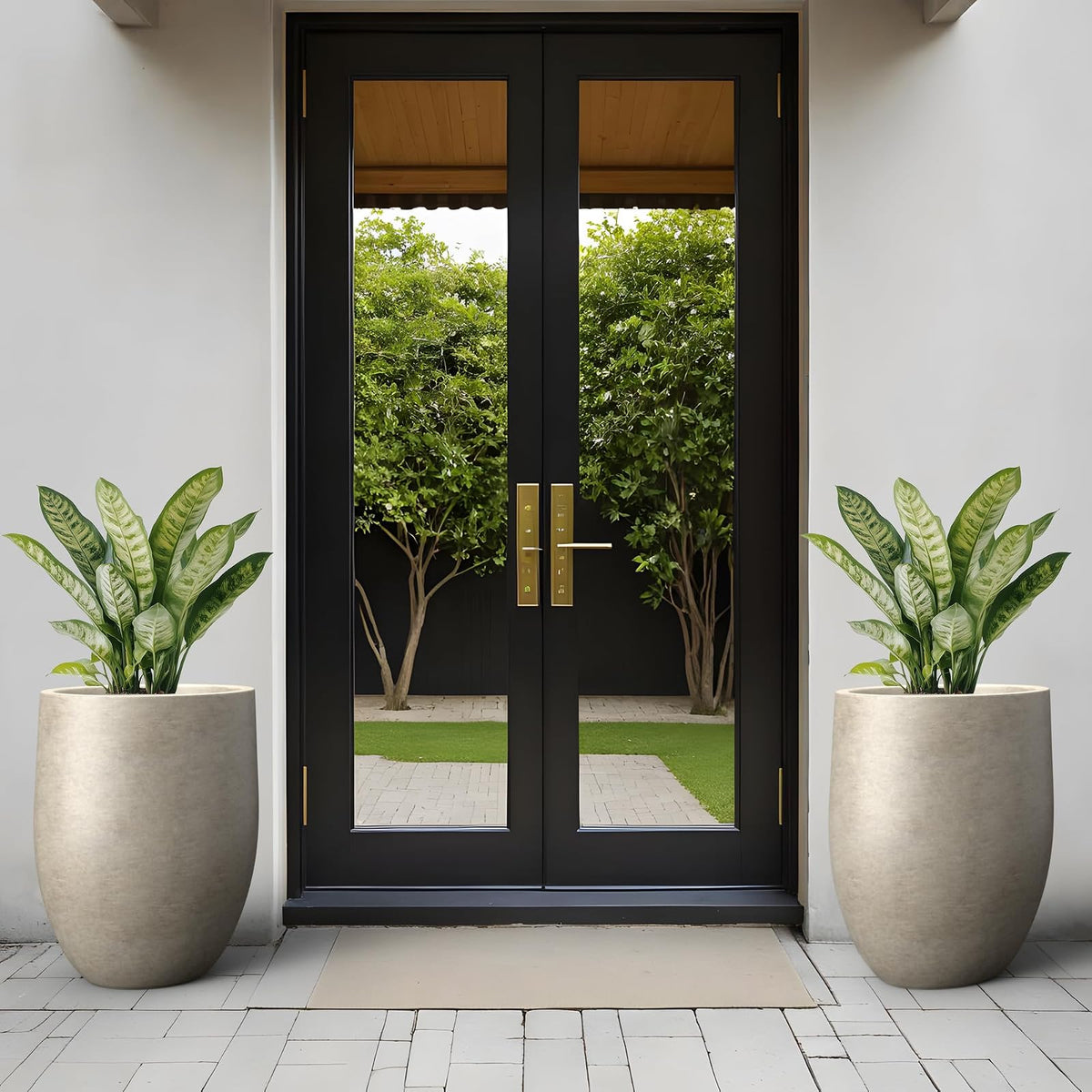 Kante - Maceta de hormigón Alto, 21.7 Pulgadas de Altura, Gran Maceta para Interiores y Exteriores, con Agujero de Drenaje para Patio, jardín, hogar, decoración Moderna para Flores y árboles