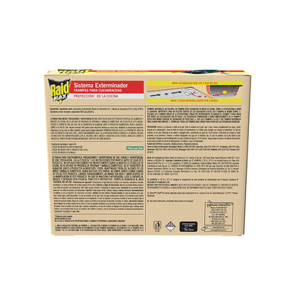 Raid MAX Trampas Insecticida Mata Cucarachas Sistema Exterminador, 8 Piezas