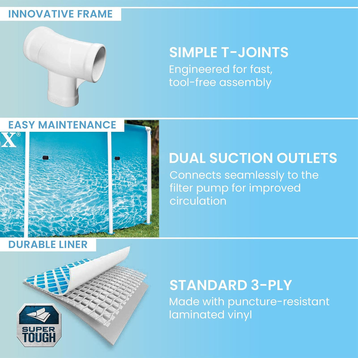 Intex Beachside - Marco de Metal de 3 m x 30 Pulgadas, Piscina sobre el | 28207EP - Bomba de filtro de cartucho 330 GPH y cartucho de filtro tipo H incluido