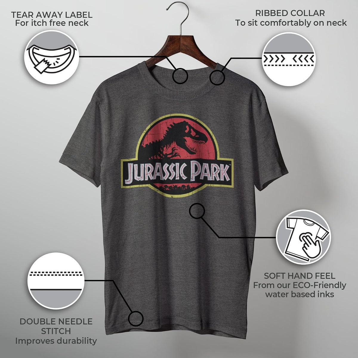 Jurassic Park - Playera clásica con Logotipo de película para Hombre