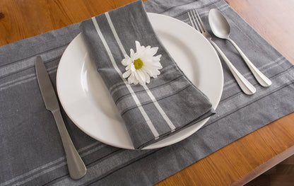 DII 100% algodón, Lavable a máquina, Mantel Individual a Rayas francesas para cenas, Verano y picnics al Aire Libre, Cambray Gris, Placemat - 13 x 19, 1