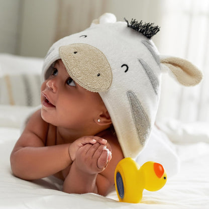 Gerber Baby - Juego de 4 Toallas con Capucha y paño de Toalla con Capucha y diseño de Animales, Cebra Gris, Talla única