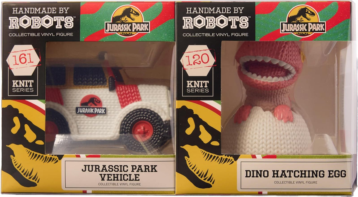 Hecho a Mano por Robots - Jurassic Park - Dino Hatching Egg & Park Vehicle 2 Unidades