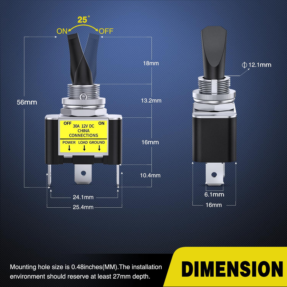 Nilight - Interruptor de palanca LED, 5 unidades, 12 V, 30 A, interruptor de metal con iluminación LED rojo, resistente SPST, 3 pines, orificio de montaje de 12 mm, orificio de montaje para