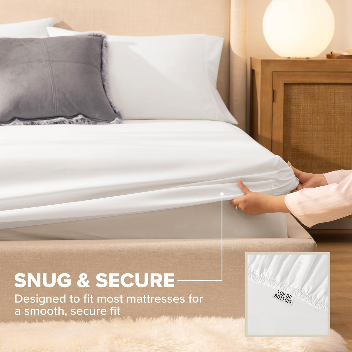 UGG - Juego de sábanas de Lujo de 4 Piezas con Bolsillos Profundos y 2 Fundas de Almohada Lavables a máquina, para recámara básico y Ropa de Cama universitaria, tamaño matrimonial XL, Blanco (Hedi)