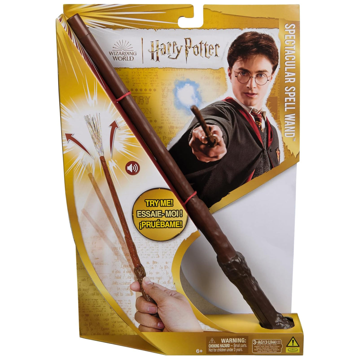 Wizarding World, Harry Potter, Varita mágica Spectacular Spell Wand de 27,9 cm con Sonidos y Efecto Visual de Destello, Juguetes para niños a Partir de 6 años