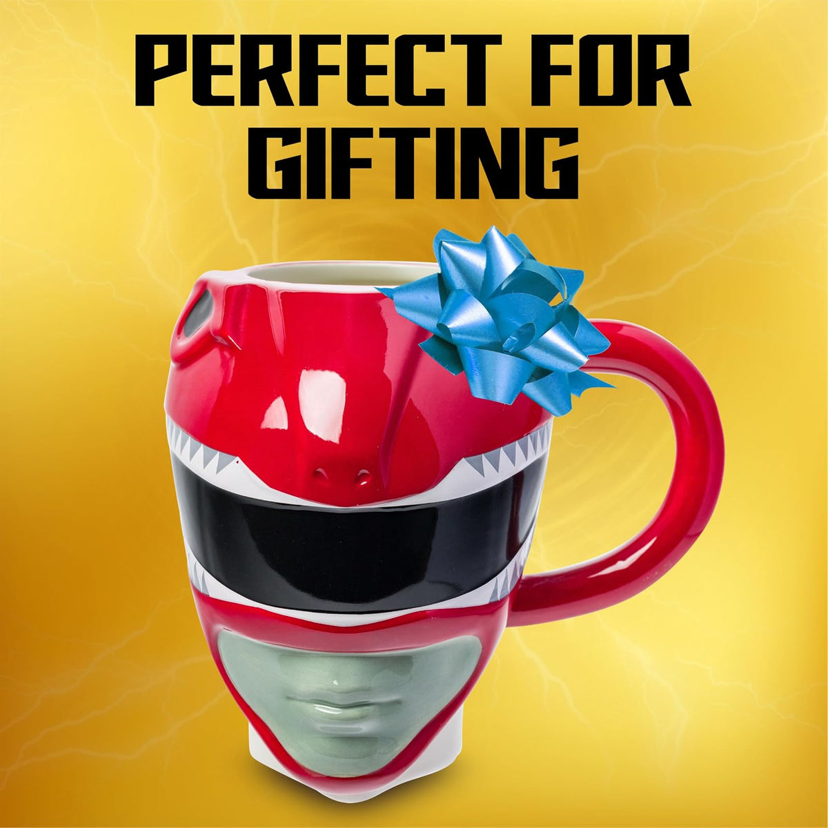 Silver Buffalo Power Rangers Red Ranger Jason Lee Scott - Taza de cerámica esculpida 3D, 20 onzas