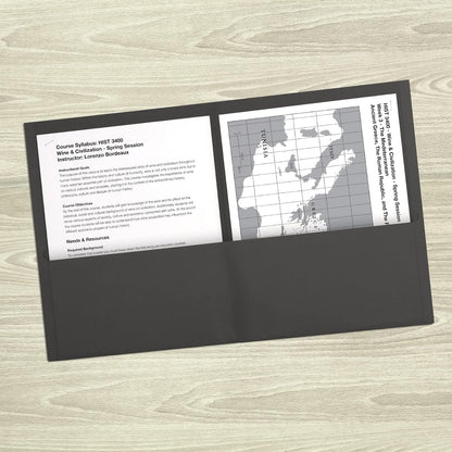 Folder doble solapa Oxford, papel texturizado, color negro, tamaño carta, ideal para proyectos escolares o profesionales, gran capacidad (57542)