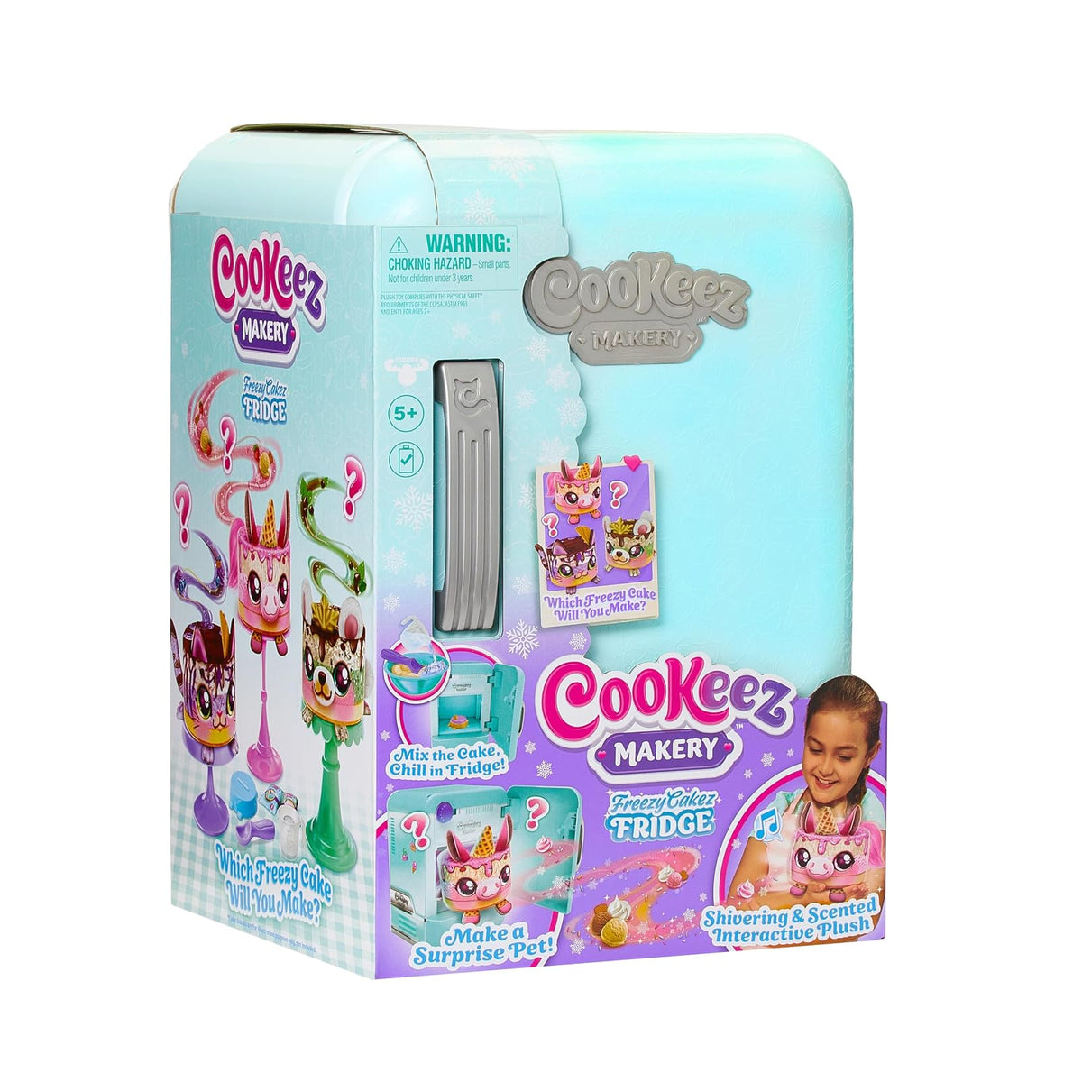 Cookeez Makery - Pastel Helado Peluche Interactivo Sorpresa - Set para Crear Mascota de Felpa perfumada con refrigerador, Accesorios y Experiencia mágica para niños