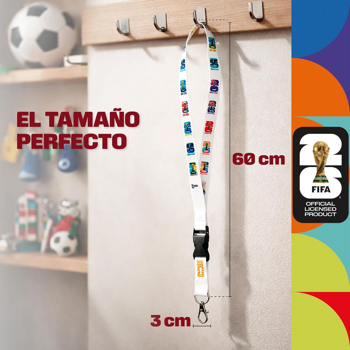 Wagon International Cordón Porta credenciales con Emblema 2D de Todas Las Ciudades anfitrionas con Licencia Oficial de la Copa Mundial DE LA FIFA 2026ᵀᴹ