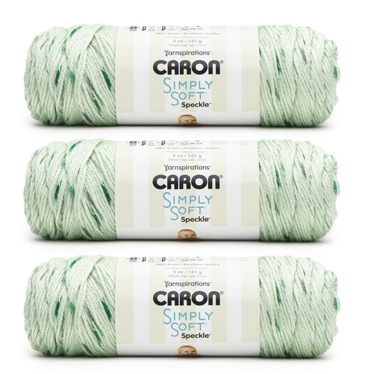 Caron Simply Soft Speckle White Sage Yarn - Paquete de 3 unidades de 5 oz/141 g - Acrílico - #4 Worsted (mediano) - 235 yardas - tela y ganchillo