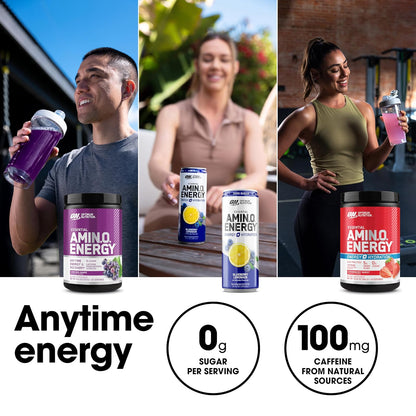 Optimum Nutrition Essential Amin.O. nrgy sabor uva, 100mg cafeína y aminoácidos naturales, sin azúcar,270 g.