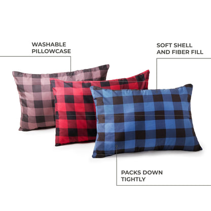 Teton - Almohada de Campamento Negra, Cuadros Azules