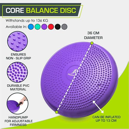 ProsourceFit Diameter Core Balance Cushion Exercise Disc Trainer Board with Pump