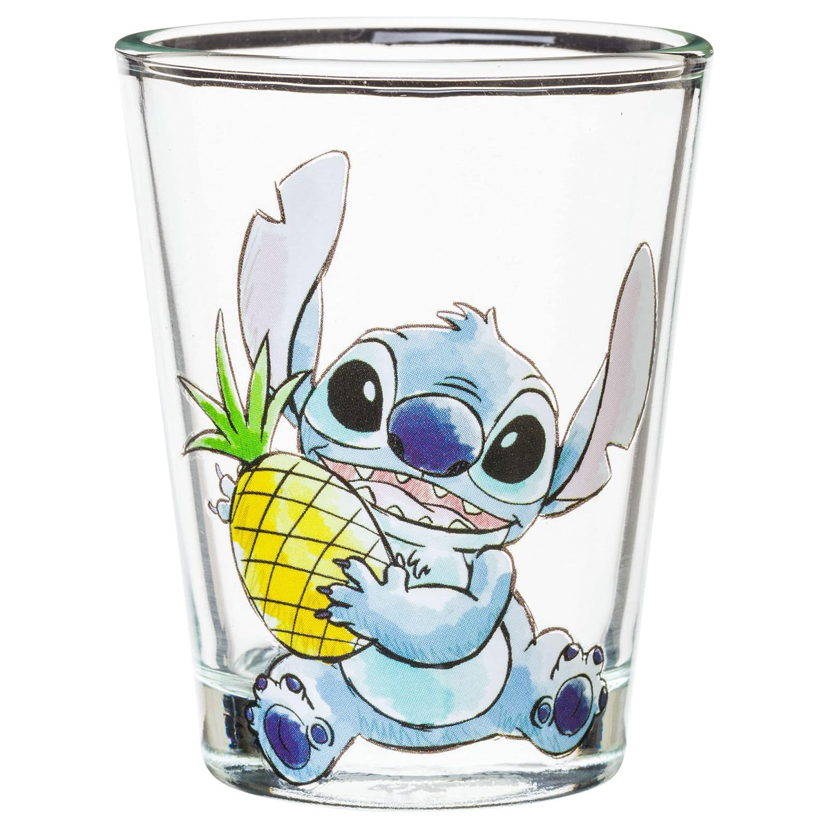 Silver Buffalo Disney Lilo and Stitch Poses con fruta, helado y corazón, paquete de 4 mini vasos, 1.5 onzas