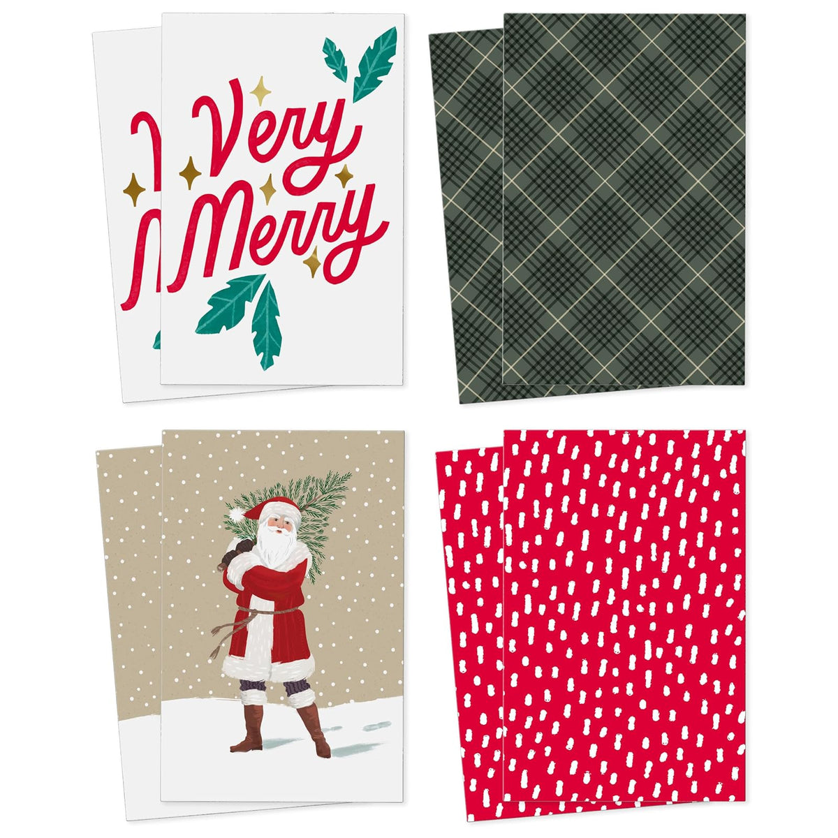 Hallmark - Cajas de camisa de Navidad para regalos (8 cajas de ropa de 16 pulgadas con tapas) rústica Papá Noel, a cuadros, muy feliz, rojo con manchas blancas