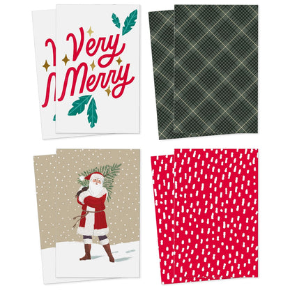 Hallmark - Cajas de camisa de Navidad para regalos (8 cajas de ropa de 16 pulgadas con tapas) rústica Papá Noel, a cuadros, muy feliz, rojo con manchas blancas