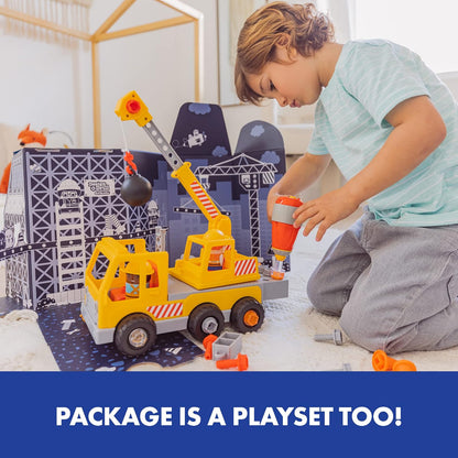 Educational Insights Design & Drill Bolt Buddies Crane Juguete Desarmable con Taladro Eléctrico, Juguete Preescolar Stem, Niños y Niñas Mayores de 3 años