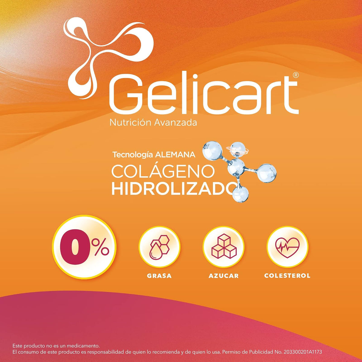 Gelicart Action, Suplemento Alimenticio, Polvo de Colágeno Hidrolizado con 30 Sobres de 20 gr, 1 count