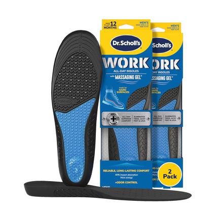 Dr. Scholl's Work Plantillas de Gel de Masaje para Hombre - 2 Count (Pack of 2)