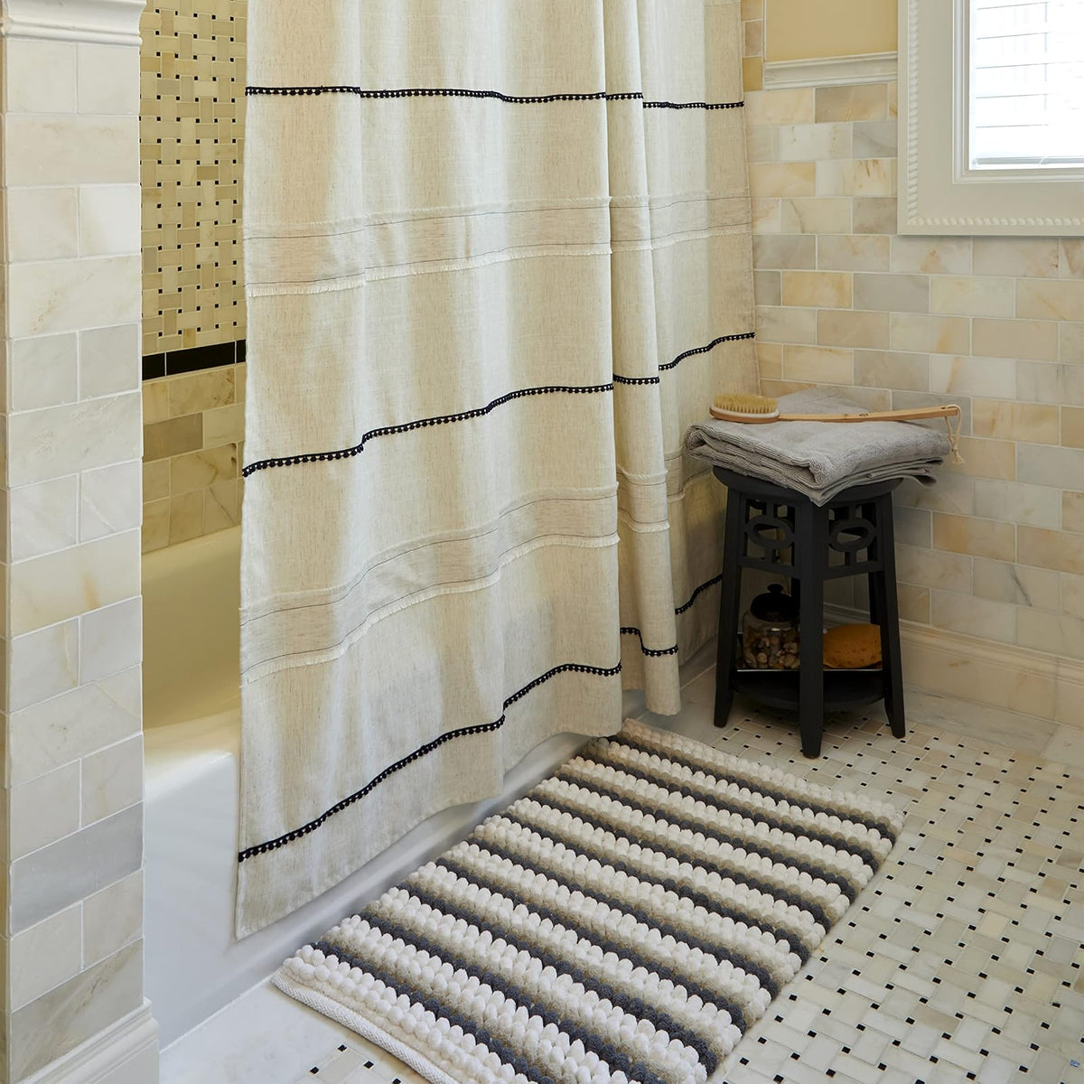 SKL Home by Saturday Knight Ltd. Frayser Cortina de Ducha, Lino 70 x 72 Pulgadas