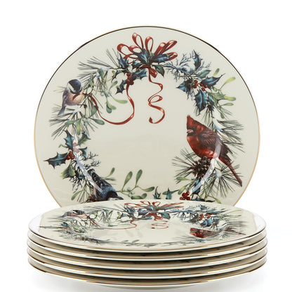 Lenox Winter Greetings Piezas de Vajilla Navideña de Porcelana - Platos de ensalada, juego de 6